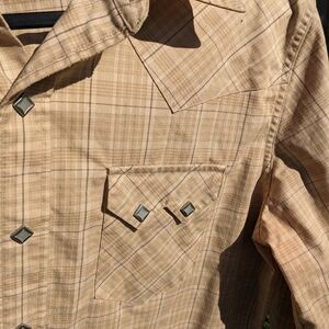 RRL Western Button Up Shirt Long Sleeve Pearl Snaps Sawtooth Trim
